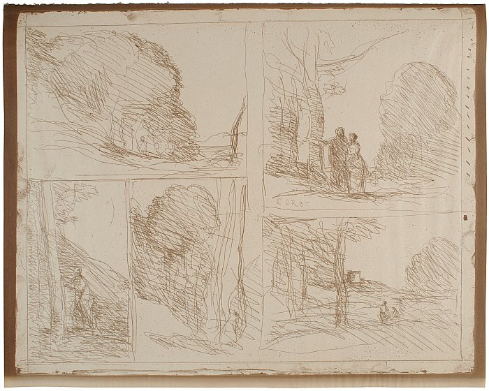 Five Landscapes: Garden of Pericles; Painters' Path; Scribblings; Woodcutter, Large Plate; Tower of Henry VIII (Le Jardin de Pericles; L'Allée des Peintrres; Griffonage; Le Grand Bucheron; La Tour d'Henri VIII)