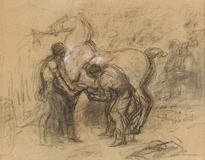 Men Shoeing a Horse