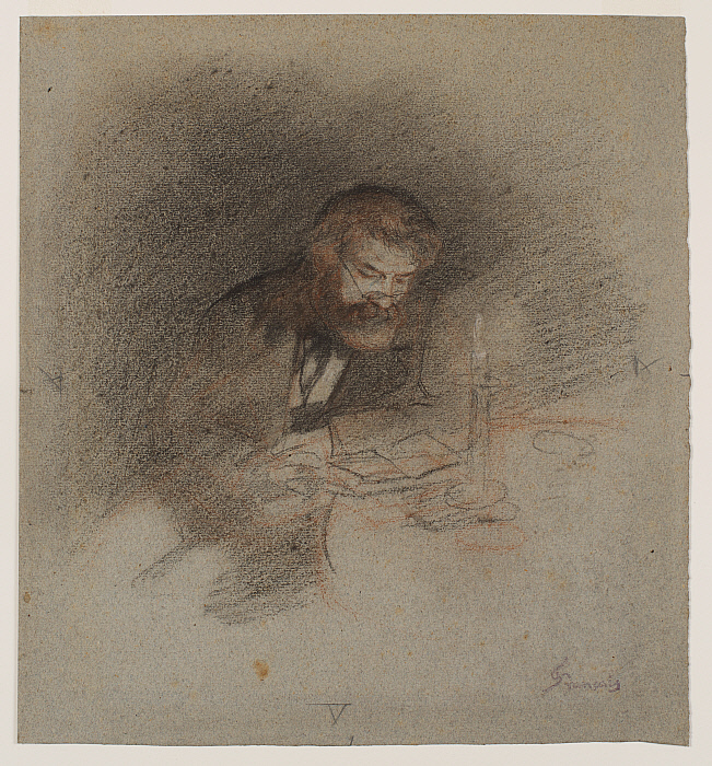 A Man Reading by Candlelight