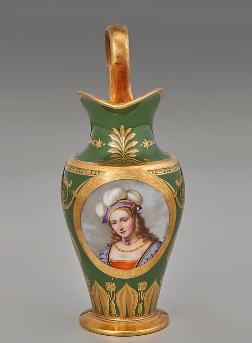 Milk jug (pot à lait forme Grecque) with portrait of Joan of Arc (c. 1412- 1431) Slider Image 1