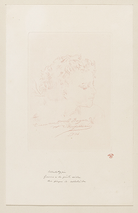 Head of a young woman, facing to the viewer's right