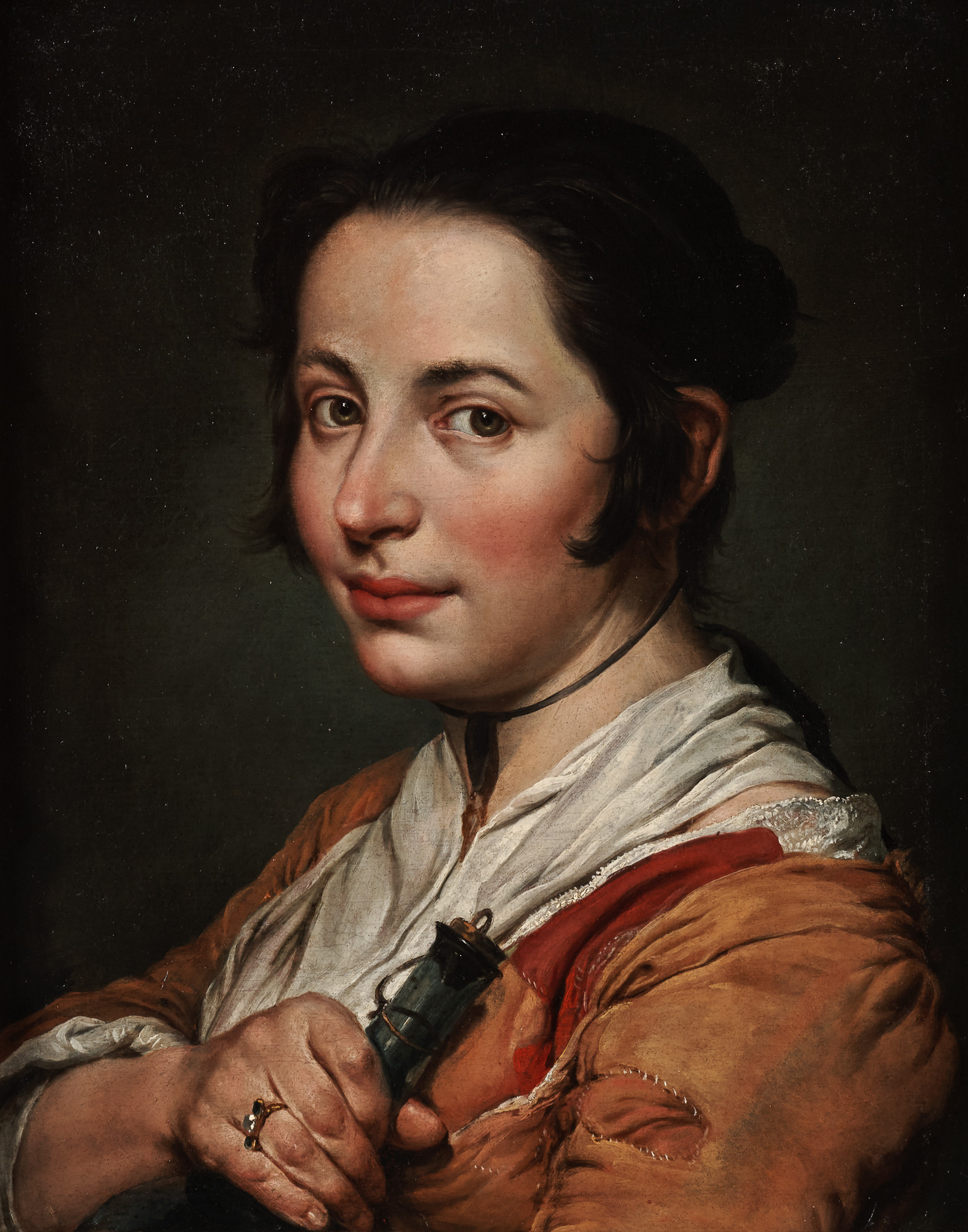 Young Woman Holding a Flask of Wine Slider Image 1