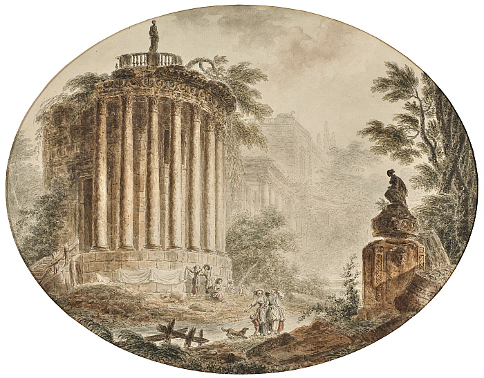 Fiigures among classical ruins: Laundresses