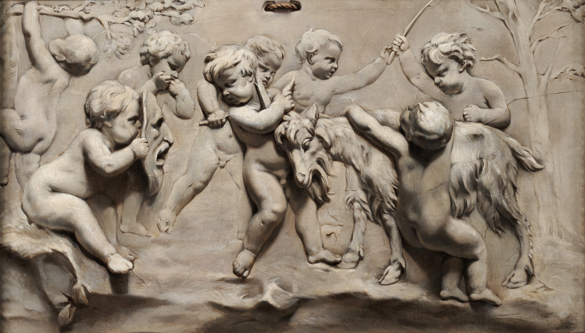 Trompe l'oeil bas-relief of Putti Playing with a Goat Slider Image 1