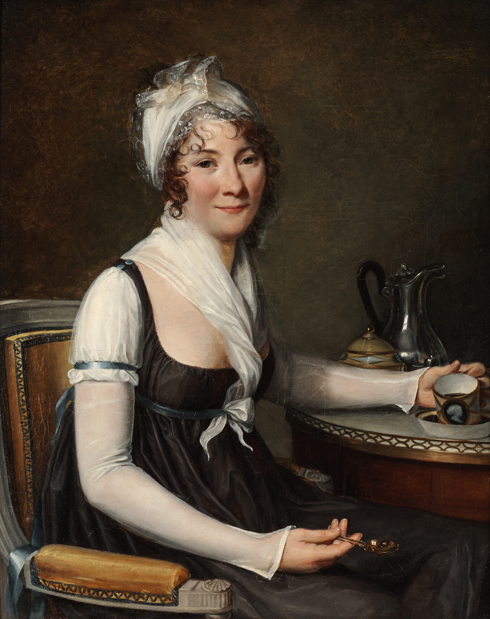 Portrait of a Lady Drinking Coffee Slider Image 1