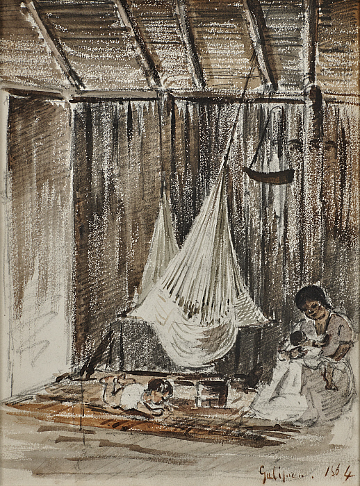 Interior of a Hut, Galipan (recto); Palm Trees (verso)