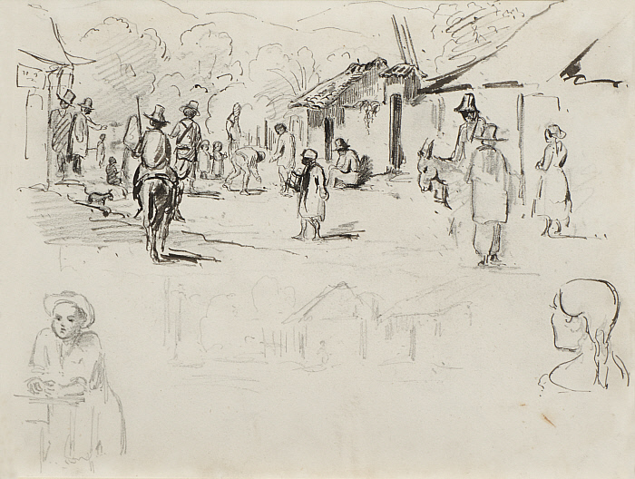 Street Scene (recto); Agave Tree, Caracas (verso)