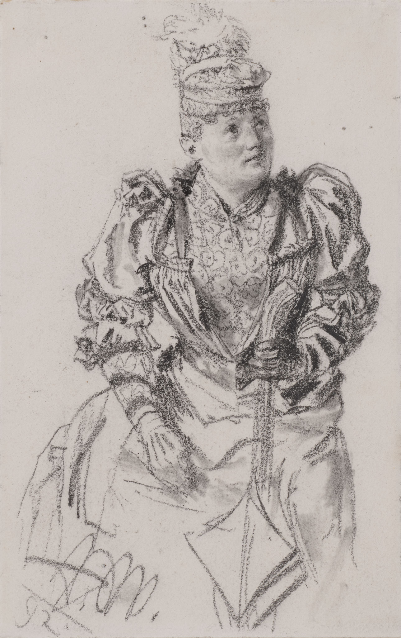Study of Seated Woman Holding an Umbrella