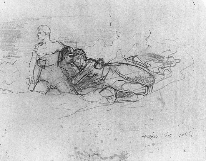 Standing Man Looking Away from Two Drowning Figures (Study for Undertow) Slider Image 2