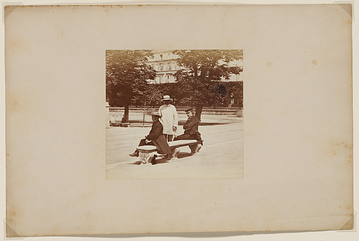 Stone Bench with Three Men in the Tuileries