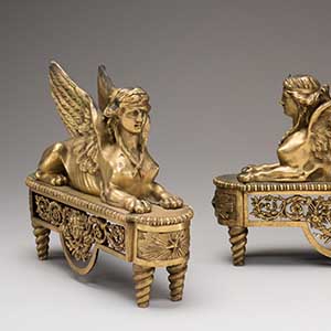 Pair of Andirons: Sphinxes