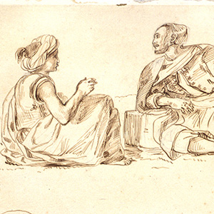 Two Seated Moors in Conversation, and Studies of an Arm, Leg, and Hands