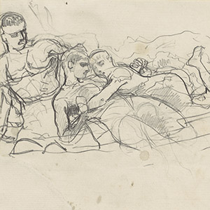 Standing Man Looking Toward Two Drowning Figures (Study for Undertow)