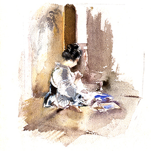 Japanese Girl Sewing