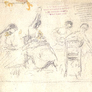 Sketches: Four Seated Women; Bow in Ruff