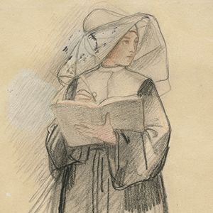 A Nun Holding a Book and Pen