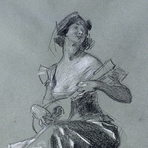 Seated Woman Playing Mandolin in Her Lap