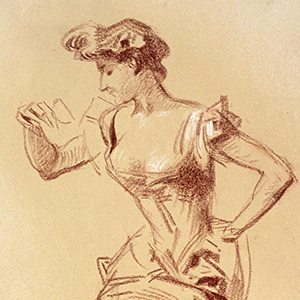 Seated Woman with Champagne Glass, and Studies of Feet