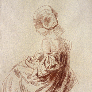 Three-quarter Rear View of Seated Woman