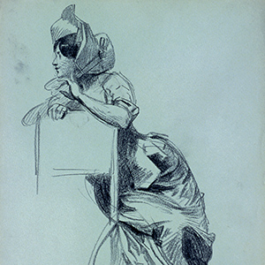 Woman Leaning on the Back of a Chair, Facing to the Left