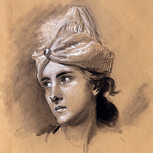 Head of a Woman with a Hat Shaped Like a Turban