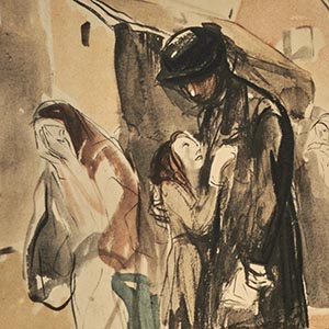 Untitled Drawings of World War I: Woman in Mourning with Child