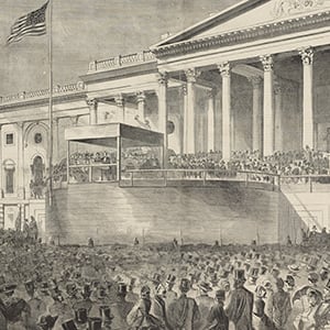 The Inauguration of Abraham Lincoln as President of the United States, at the Capitol, Washington, March 4, 1861.—[From a Drawing made on the Spot.]