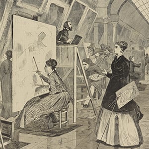 Art-Students and Copyists in the Louvre Gallery, Paris