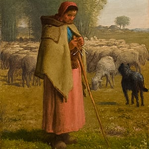 Young Girl Guarding her Sheep