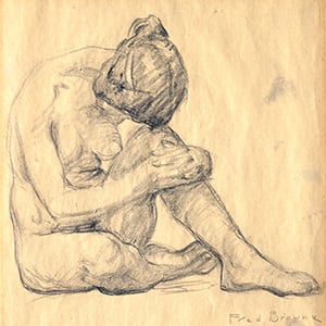 Nude Woman Sitting with Her Head on Her Knee