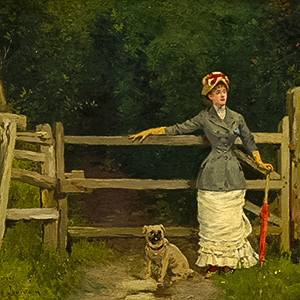 Woman and Dog at the Gate