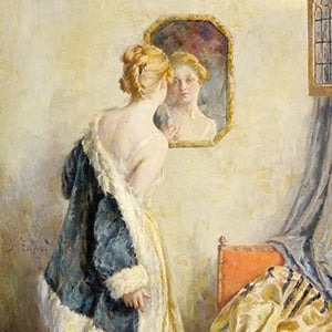 A Girl Looking in a Mirror