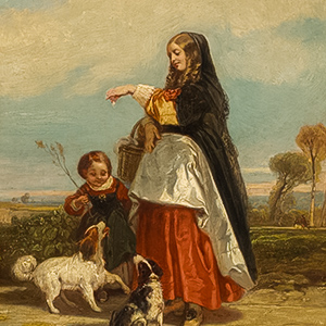 Woman and Child with Dogs