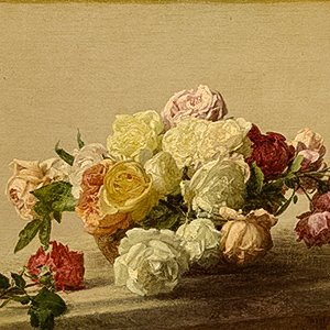 Bowl of Roses on a Marble Table