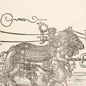 Triumphal Chariot of Maximilian I (sheet 4): An Honorem Invictis. Alacritas and Oportunitas