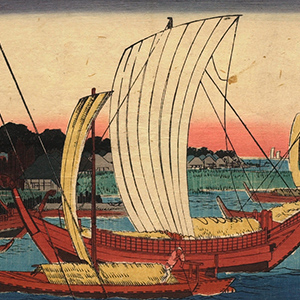 Entering Ship at Tsukuda Island, from Famous Views of the Eastern Capital