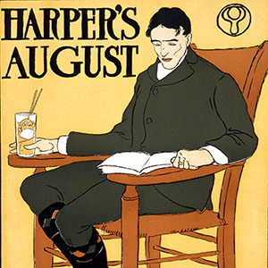 Man Seated in Orange Chair, August Harper's
