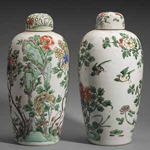 Pair of Famille Verte Jars