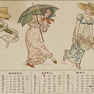 Calendar for 1884: dancing figures