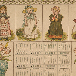 Calendar for 1884: four girls