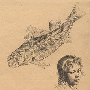 Sketches: Fish and Girl's Head