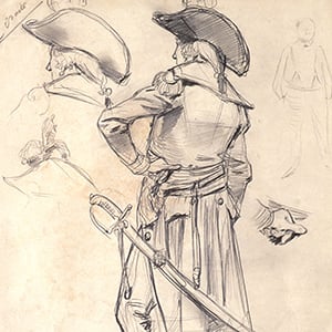 Sheet of Studies with a General of the French Revolution