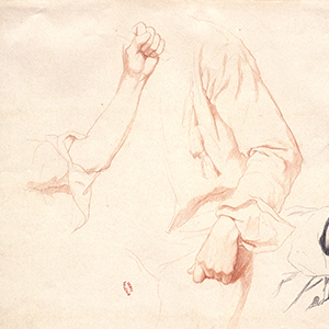 Sheet of Studies: Arms and a Study of a Draped Arm and Shoulder