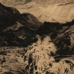 River Landscape with a Tree Foreground Right and a Mountain Rearground Left