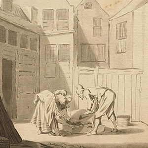 Scene in a Courtyard with a Man and a Woman