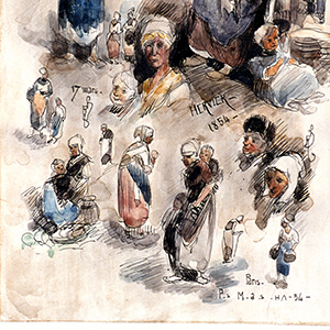 Sheet of Studies with Portraits of Women and Children