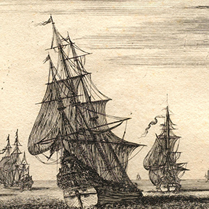 A Boat in Full Sail Surrounded by Other Boats