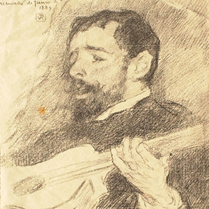 Portrait of the Spanish Painter Dario de Regoyos (1857-1913) Playing the Guitar