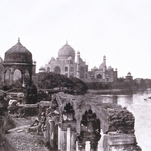 Taj Mahal from the East with Dr John Murray Seated in the Foreground with Dark Slide