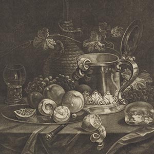 Still Life with Tankard, Wine Flask and Fruit